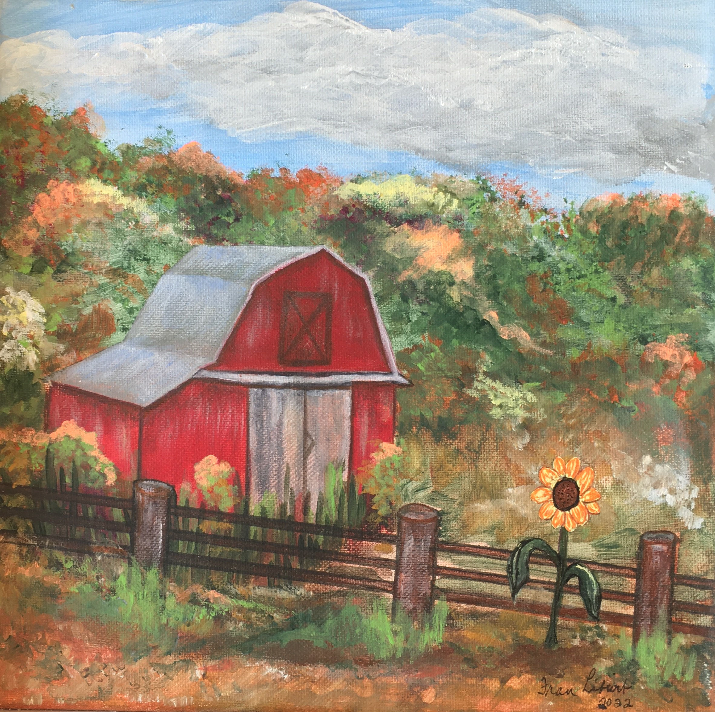 "Barn and Sunflower" by Francis Liburt