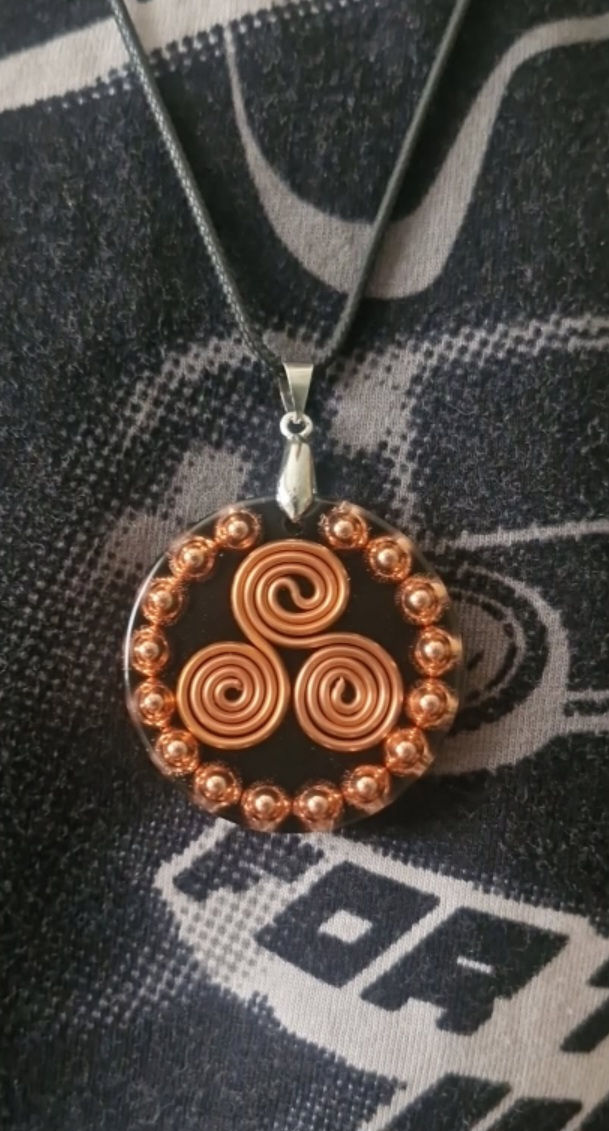Thumbnail: Triskelion Copper/Shungite EMF BB Energy Pendant