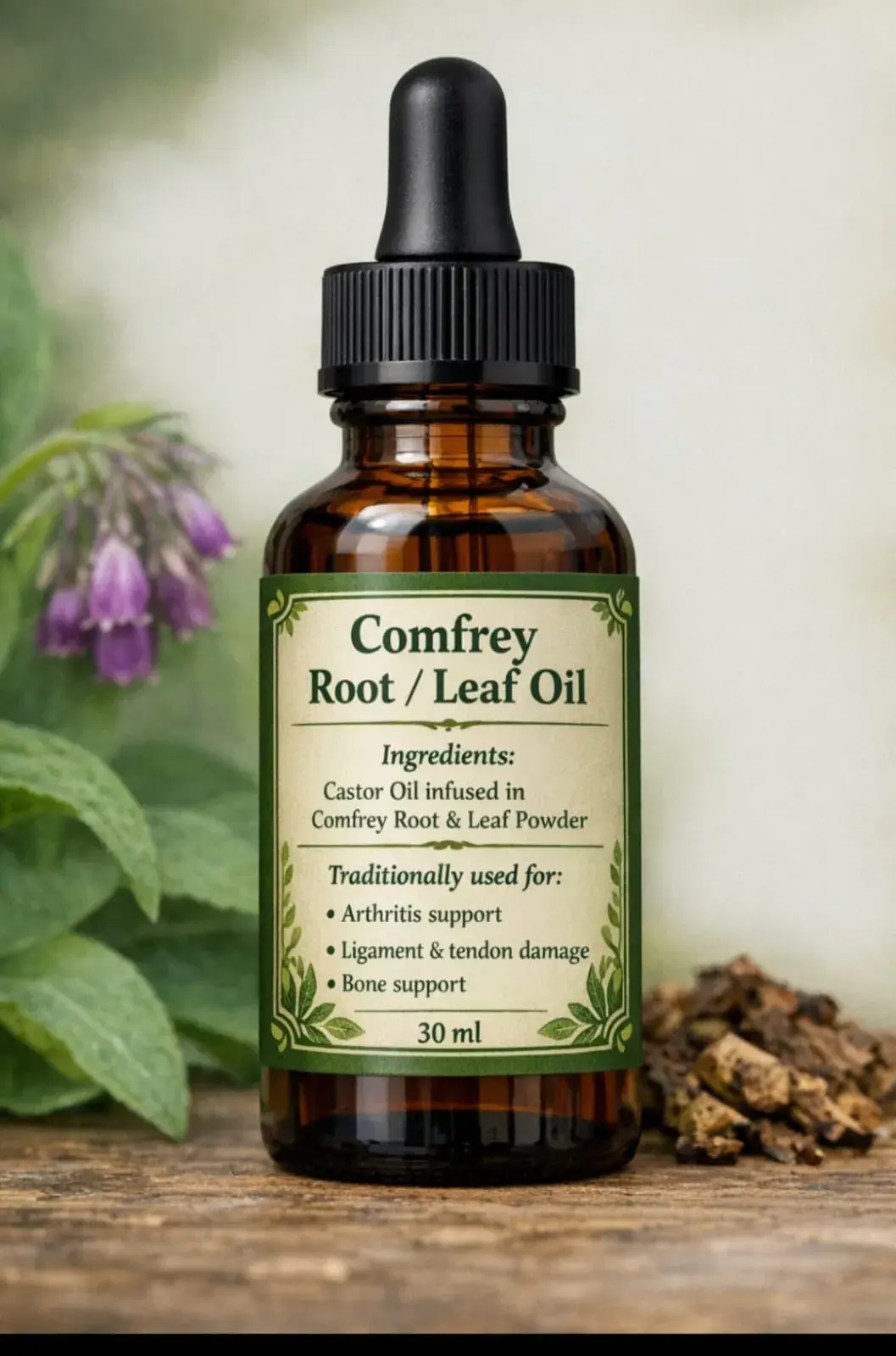 Comfrey root/leaf oil (infused in castor oil) 30ml