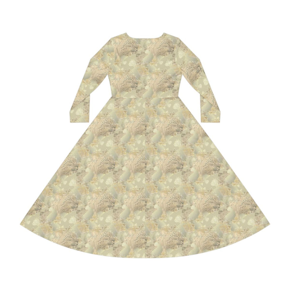 Thumbnail: Leopard Fur Floral Women's Long Sleeve Dance Dress (AOP)