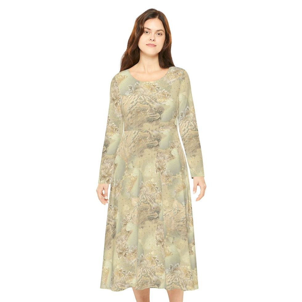 Thumbnail: Leopard Fur Floral Women's Long Sleeve Dance Dress (AOP)