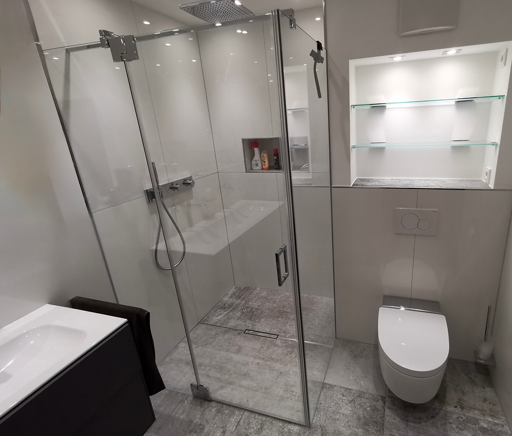Dusche, Rahmenlose Maßanfertigung