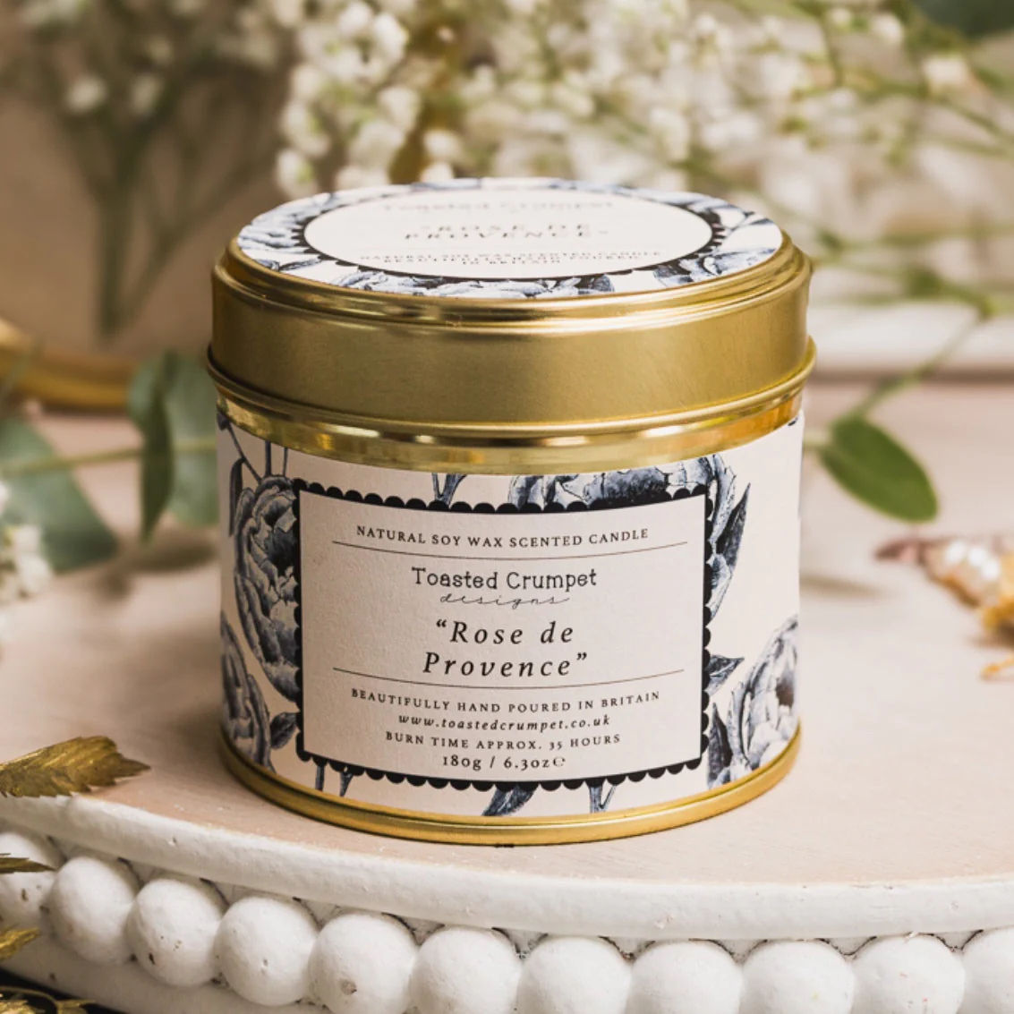 Toasted Crumpet Rose de Provence Candle in a Matt Gold Tin