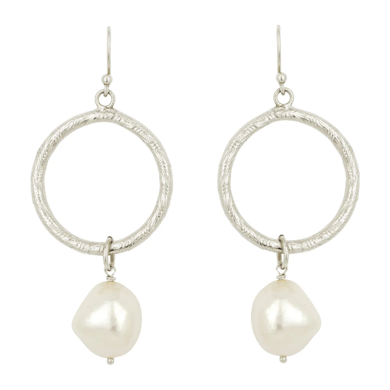 Margot Silver Pearl Hoop Earrings
