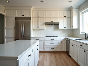 A clean, modern kitchen renovation in progress, showcasing high-quality materials and craf