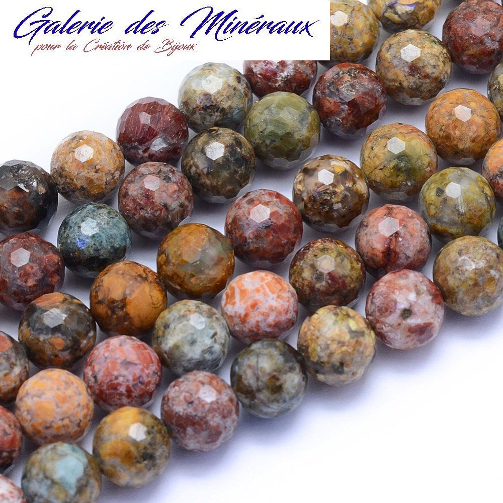 JASPE OCEAN pierre minérale en lot de perles rondes à facettes en 6mm 10mm