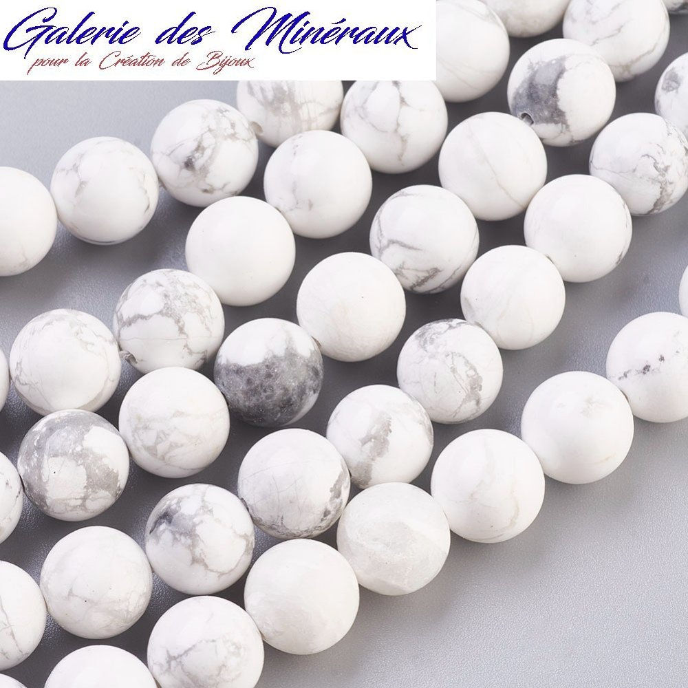 HOWLITE pierre minérale en lot de perles rondes lisses en 6mm 8mm 10mm