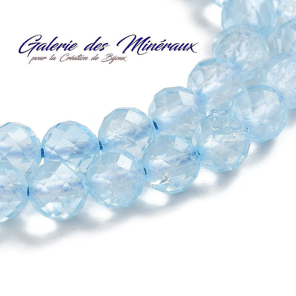 TOPAZE Bleue en lot de perles rondes à Facettes en 4mm