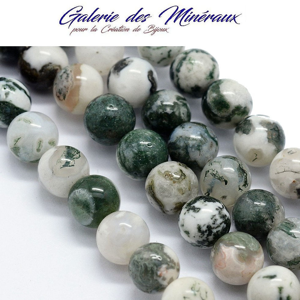 AGATE d'ARBRE pierre minérale en lot de perles rondes lisses en 4mm