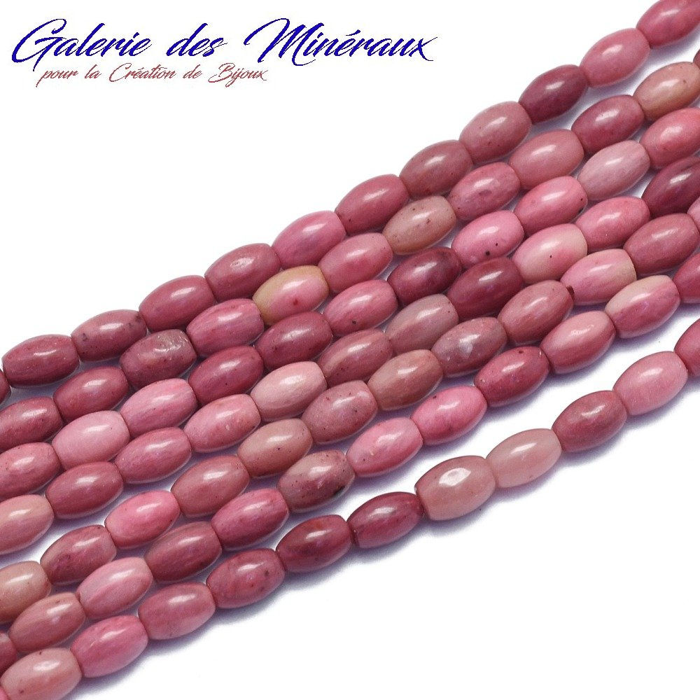 RHODONITE pierre minérale en lot de perles ovales lisses en 7x4mm