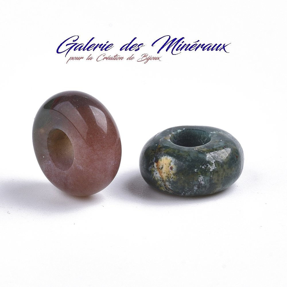 AGATE INDIENNE pierre minérale à Gros Trous en rondelle lisse de 12mm