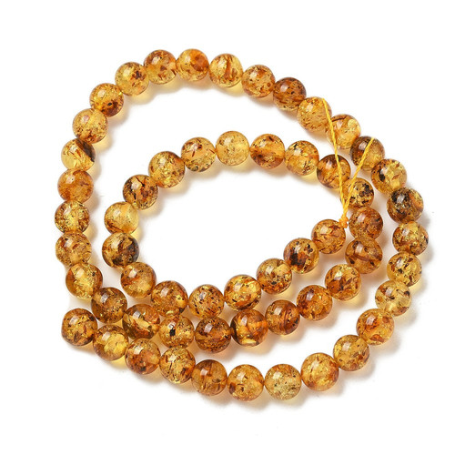 Perles D'ambre Baltique Naturel Miel - Environ 120 Perles, 10 Grammes, Forme Ronde Baroque - Neuf Sans Emballage