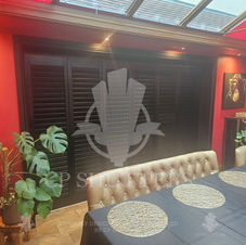 Black wooden shutters,  Essex shutter company, Interior shutters in Essex.  Promoted my shuttersandblinds.co.uk