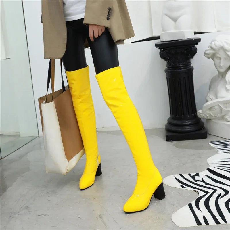 Thumbnail: Salwa Patent Boot - Yellow