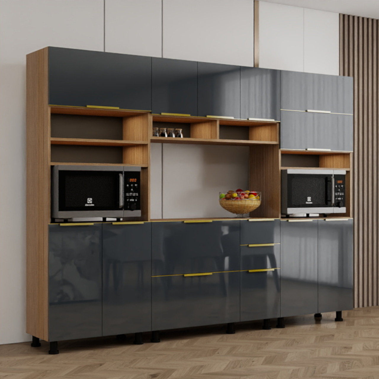 KITCHEN SET GREY+WALNUT