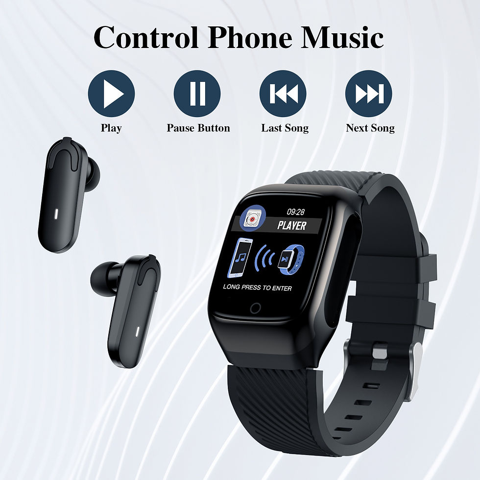 Thumbnail: Earphone Heart Rate Smart Watch 2 In 1
