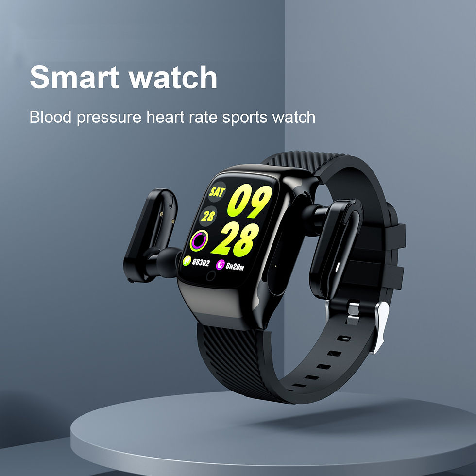 Thumbnail: Earphone Heart Rate Smart Watch 2 In 1