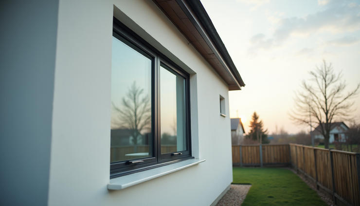 High angle view of modern double pane vinyl window installed in a residential home