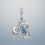 Thumbnail: Front perspective of the pendant design with soft curves, made in 18k white gold, featuring round diamonds and a aquamarine