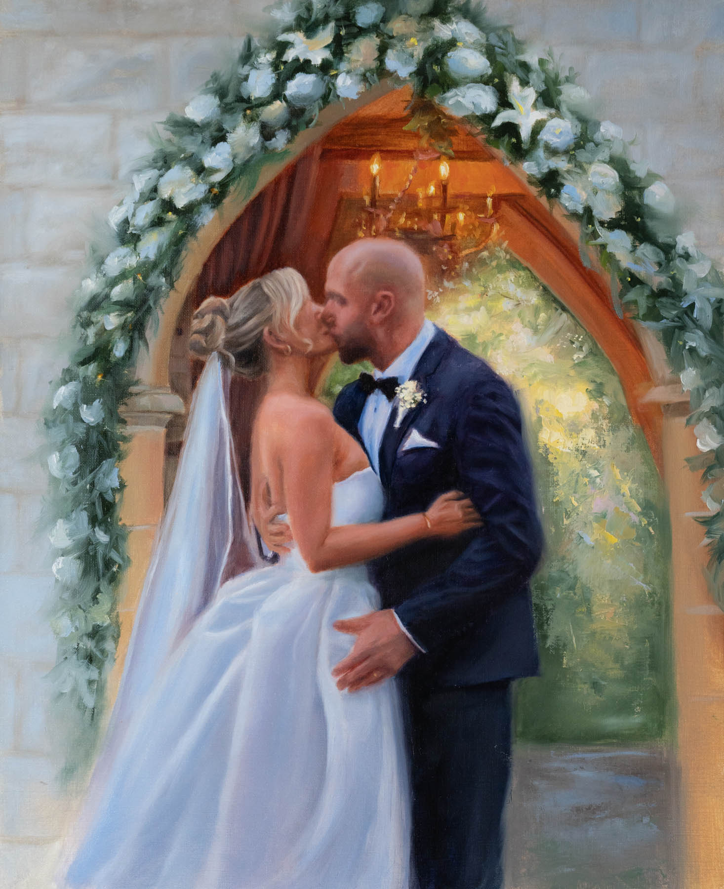 Wedding Ceremony Painting, oil on canvas, wedding portrait