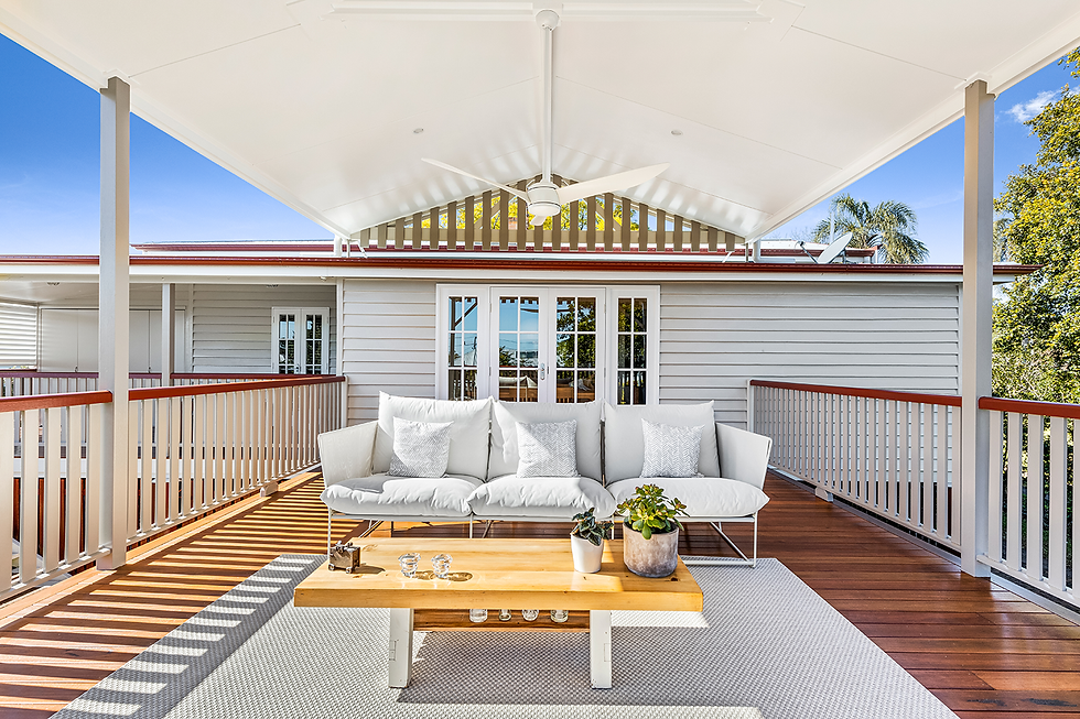 Timber deck with outdoor furniture