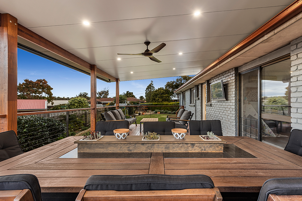 Timber deck with outdoor furniture