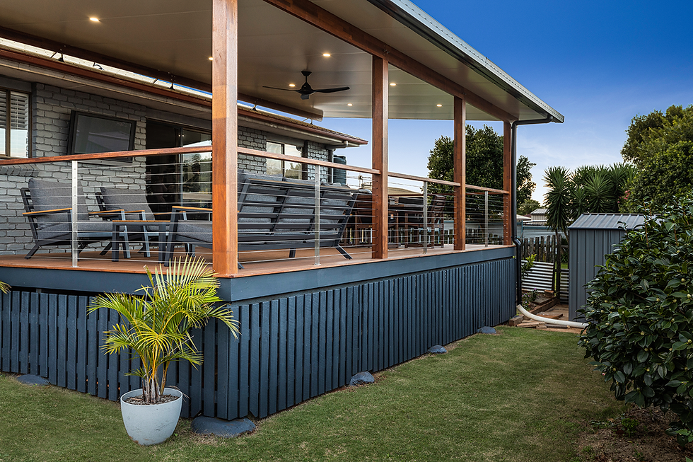 Timber deck with outdoor furniture