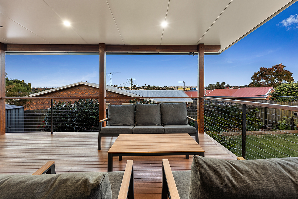 Timber deck with outdoor furniture