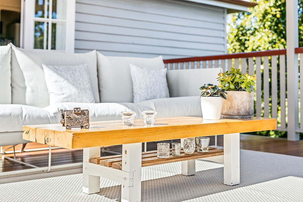 Timber deck with outdoor furniture