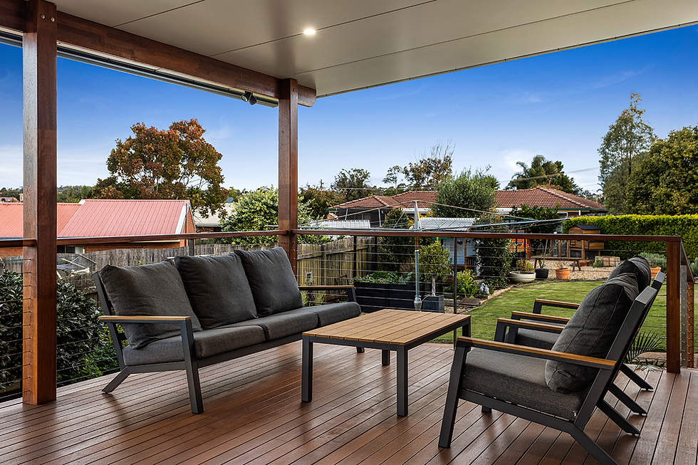 Timber deck with outdoor furniture