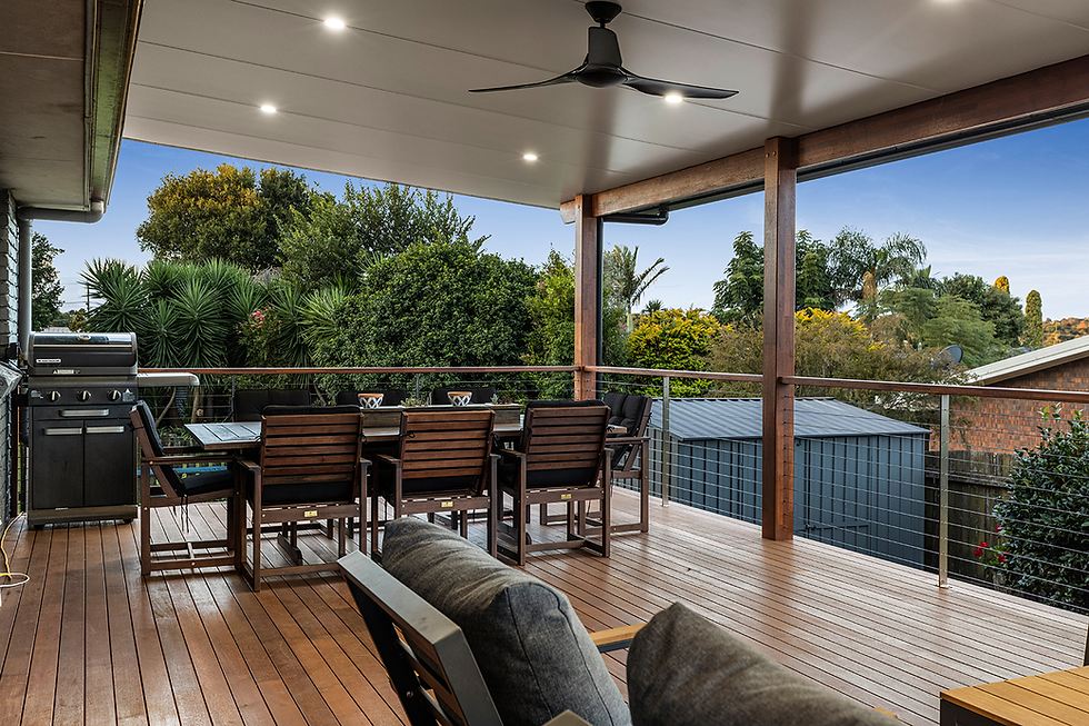 Timber deck with outdoor furniture