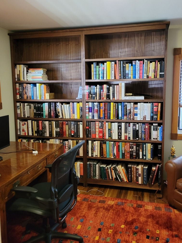 Tall Solid Walnut Prairie Shaker Bookcase Bookshelf Etagere Set