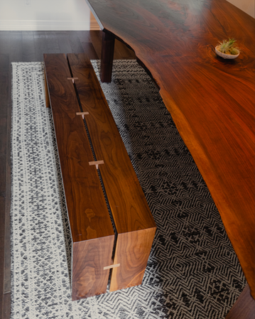Custom Solid Walnut Waterfall Backless Bench with Exposed Joinery