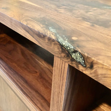 Custom Solid Walnut Flatiron Media Unit + Pyrite Inlay