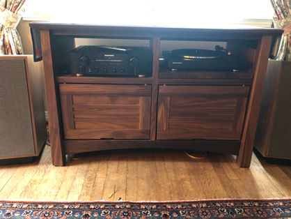 Record Cabinet Storage Vinyl LP Turntable Door Solid Walnut Japanese USA American Boulder Colorado Audiophile Near Me Custom Unit