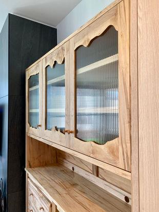 Cabinet Flatiron Custom Media Hutch Unit Ambrosia Maple LiveEdge Record LP Detail