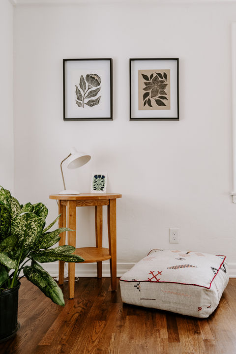 Solid White Oak Prairie Round Side Table with Shelf