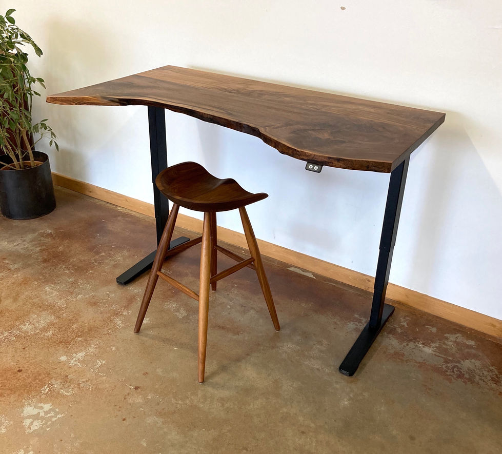Solid Walnut Adjustable Desk + Custom LiveEdge Top