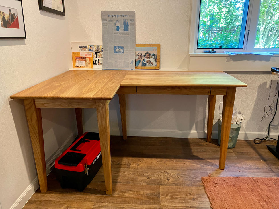 Solid Elm Prairie L-Shape Writing Desk