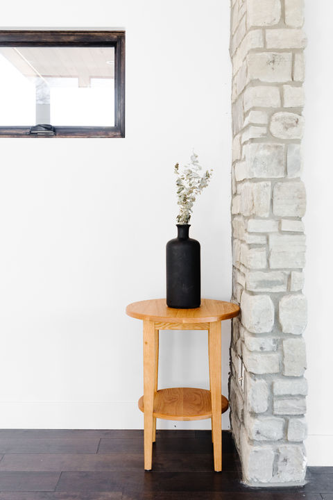 Solid White Oak Prairie Side Table with Shelf