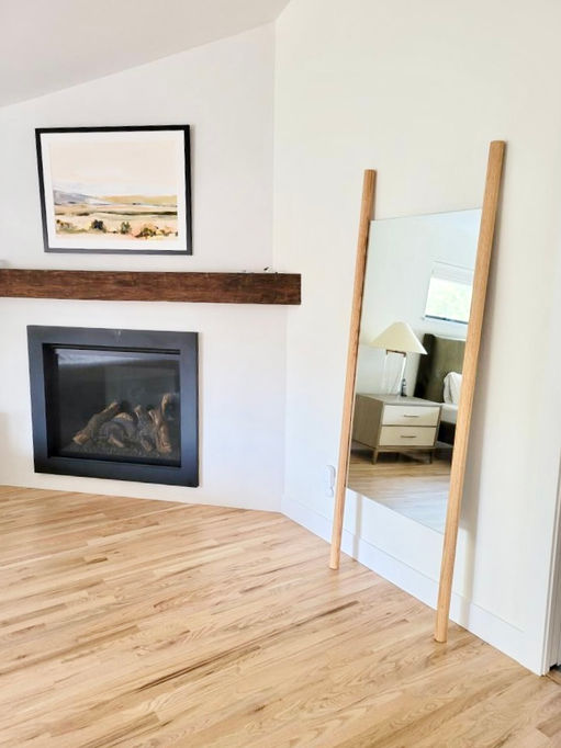 Solid Red Oak Leaning Dowel Ladder Floor Vertical Natural Minimalist Mirror Assorted Sizes Set
