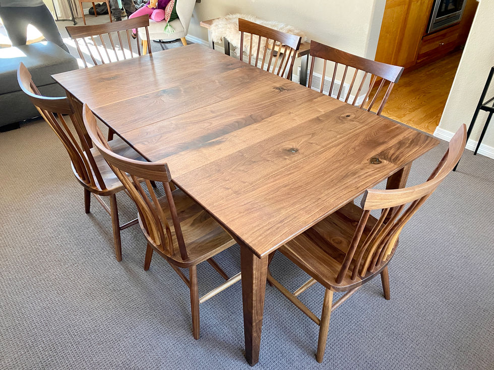 Custom Solid Walnut Prairie Extendable Table + Turquoise Inlay