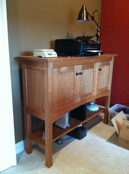 Solid Cherry Door Cabinet Office WFH Printer Shelf Storage