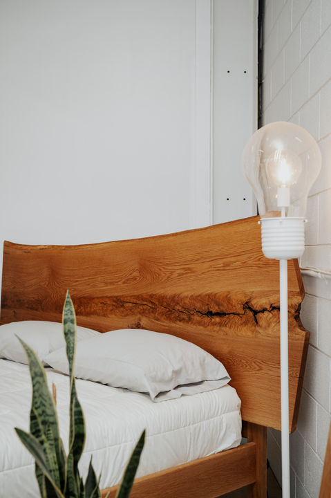liveedge oak bed, modern rustic bed, headboard raw natural white oak riftsawn pinterest sustainable handmade
