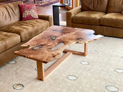 Custom Solid Big Leaf Maple + Cherry LiveEdge Burl Coffee Table