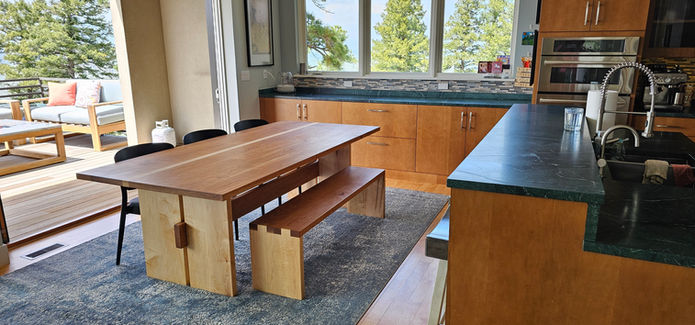 Table Custom Trestle Cherry Maple Bench Backless Set 5.jpeg