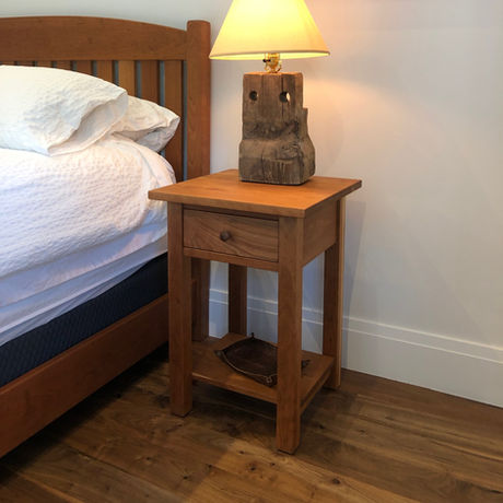 Solid Cherry Mission Simple Modern Nightstand Shelf Drawer