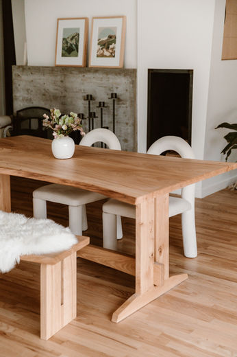 Custom Solid Elm Prairie Trestle LiveEdge Table