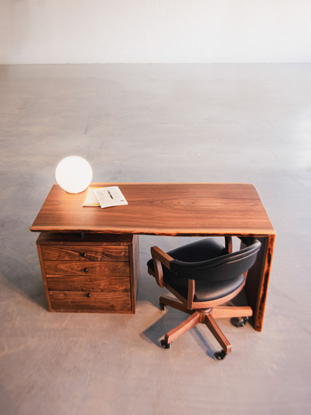 Solid Walnut Flatiron Desk + Custom LiveEdge Waterfall
