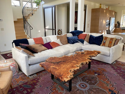 Custom California Cottonwood LiveEdge Burl Coffee Table on Steel